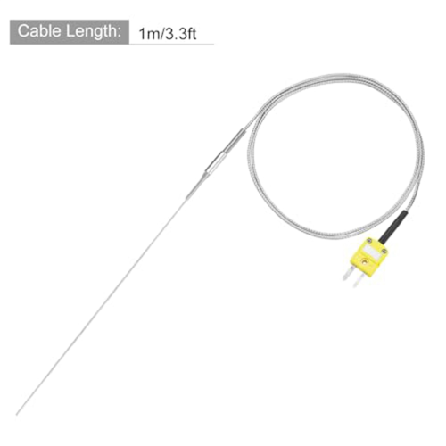 K Type Thermocouple with Plug, Meter Temperature Sensor Probe -50 to 1100C,3.3ft Wire 0.5x300mm 1
