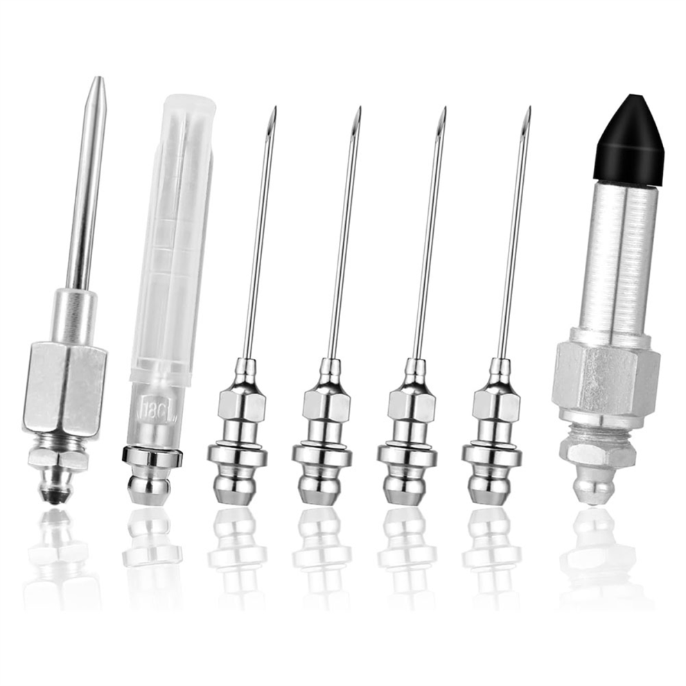 7-Piece Greasegun Needle Accessory Set, Including 5 Grease Nozzles 1 Dispenser Rubber Nipple-image-OPC-PJ869J5-NEW