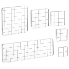 Acrylic Stamp Block, Transparent Ink Pad with Grid Line Decoration Stamping Platform Tool Set for Card Making