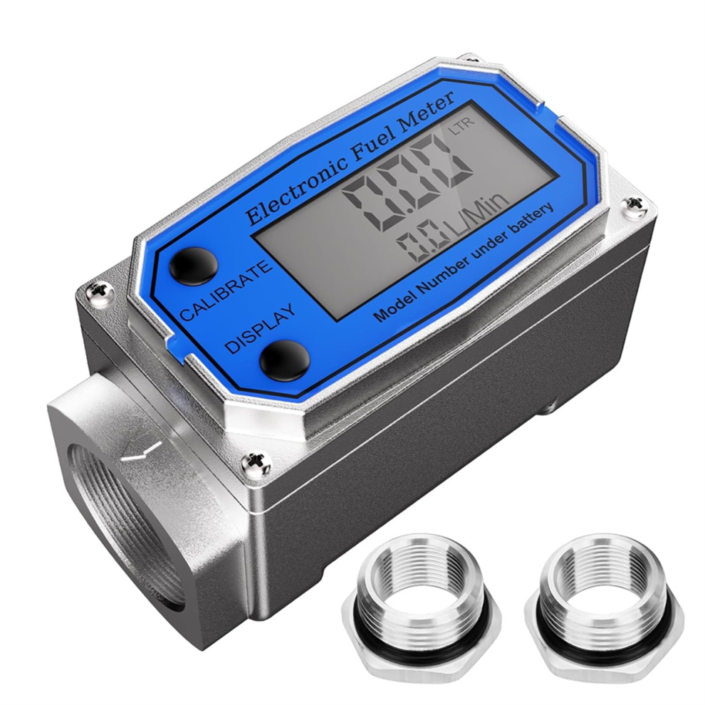 1 Inch Flow Meter With 3/4 Adapters, Digital Turbine 2.5-31 Gpm Inline Npt Thread Dieselflow 4851335093290