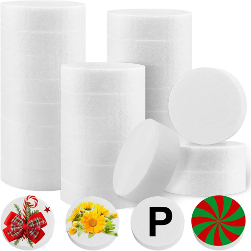 3 Inch Foam Circles for Crafts, 24 Pack 1 Thick Polystyrene Round Discs DIY Projects, Cakes, Decorations