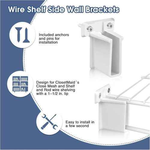 12Pcs Wire Shelf End Brackets,Plastic Closet Shelves Brackets Wall Mount Corner Support Bracket 2