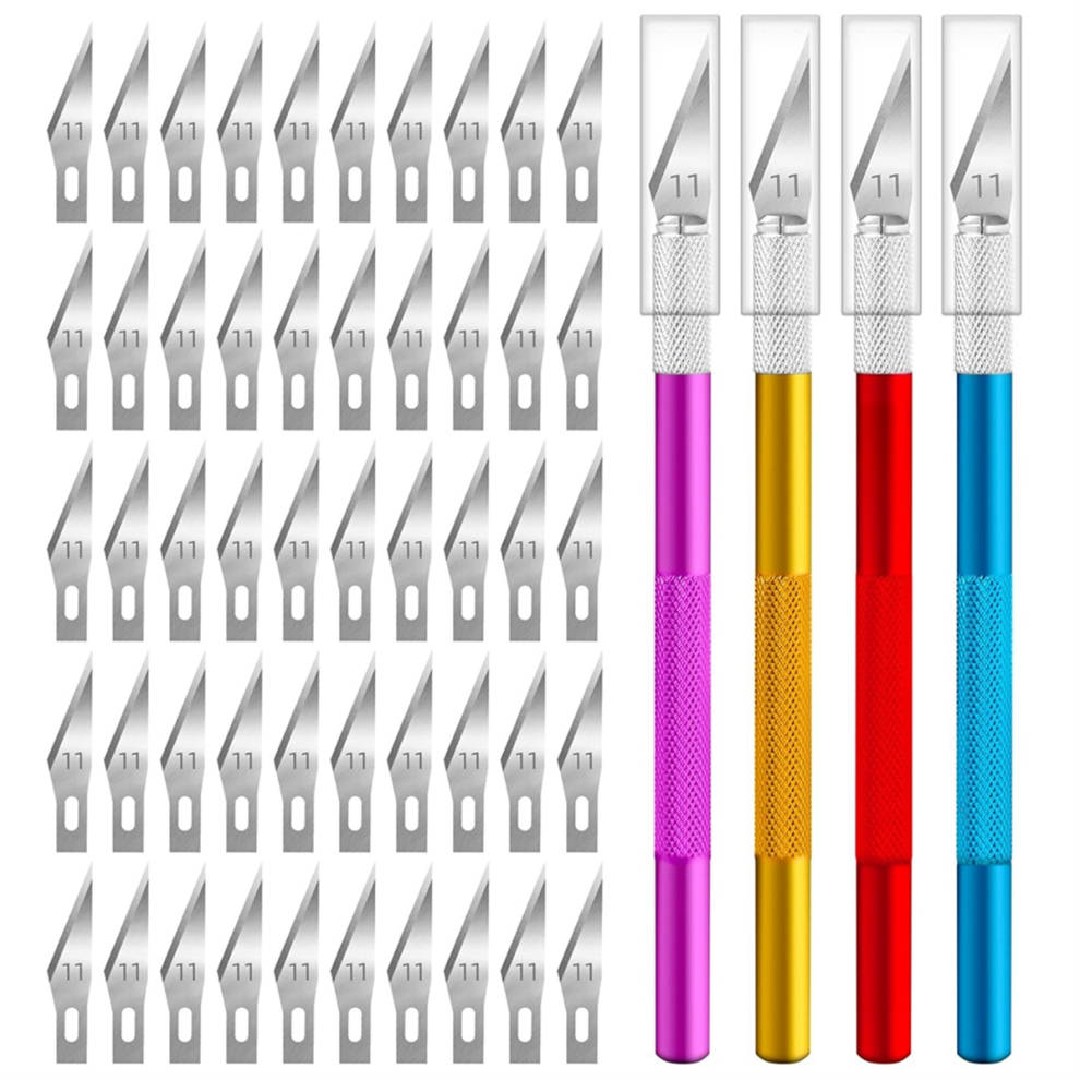 Jehiatek 74Pack Hobby Knife Exacto With 4 Knives And 70 Spare Craft Blades For Art, Scrapbooking,Stencil