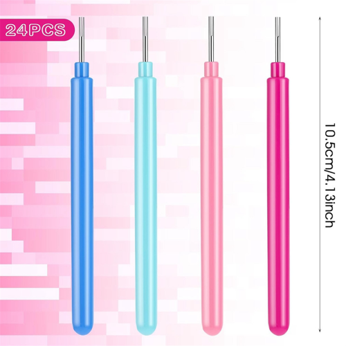 Paper Quilling Tools 24 Pcs Slotted Kit 4 Colors Rolling Multi-Function Needle Pen for Flower 1