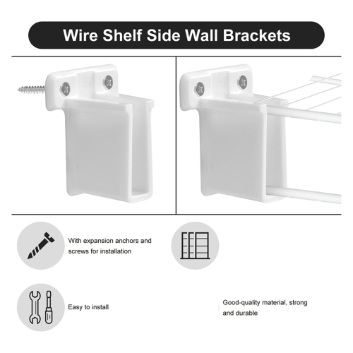 12pcs Wire Shelf End Brackets, Heavy Duty Closet Shelves Brackets Wall Mount Corner Support Bracket 1