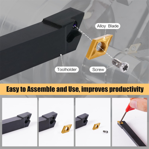 Indexable Lathe Turning Tools 14 Pcs Set 1/2 Inch for Boring Grooving Cutting Threading Carbide 2