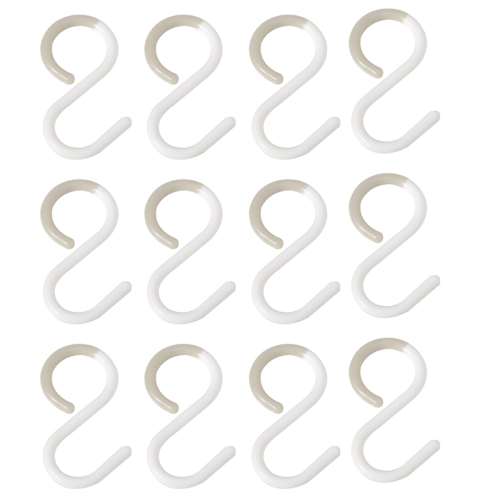 12Pack S Hooks Rack Hanger Shaped Hanging Flexible Neck for Easy Twist Kitchen Bathroom White