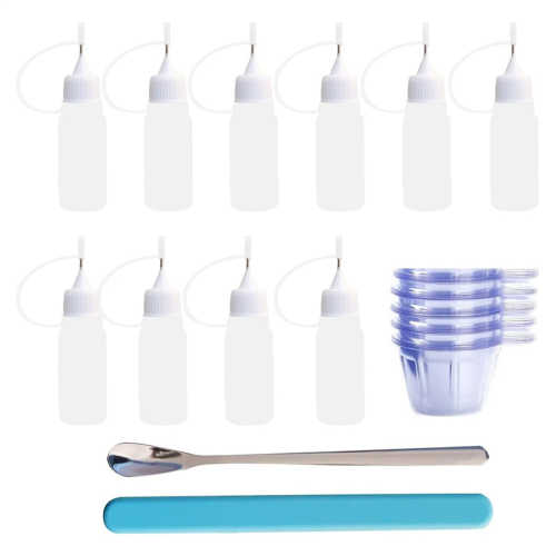 Epoxy Mixing Cups Tool Kit,10Pcs 10ML Precision Tip Applicator Bottles,50PCS 40ML Disposable Measuring