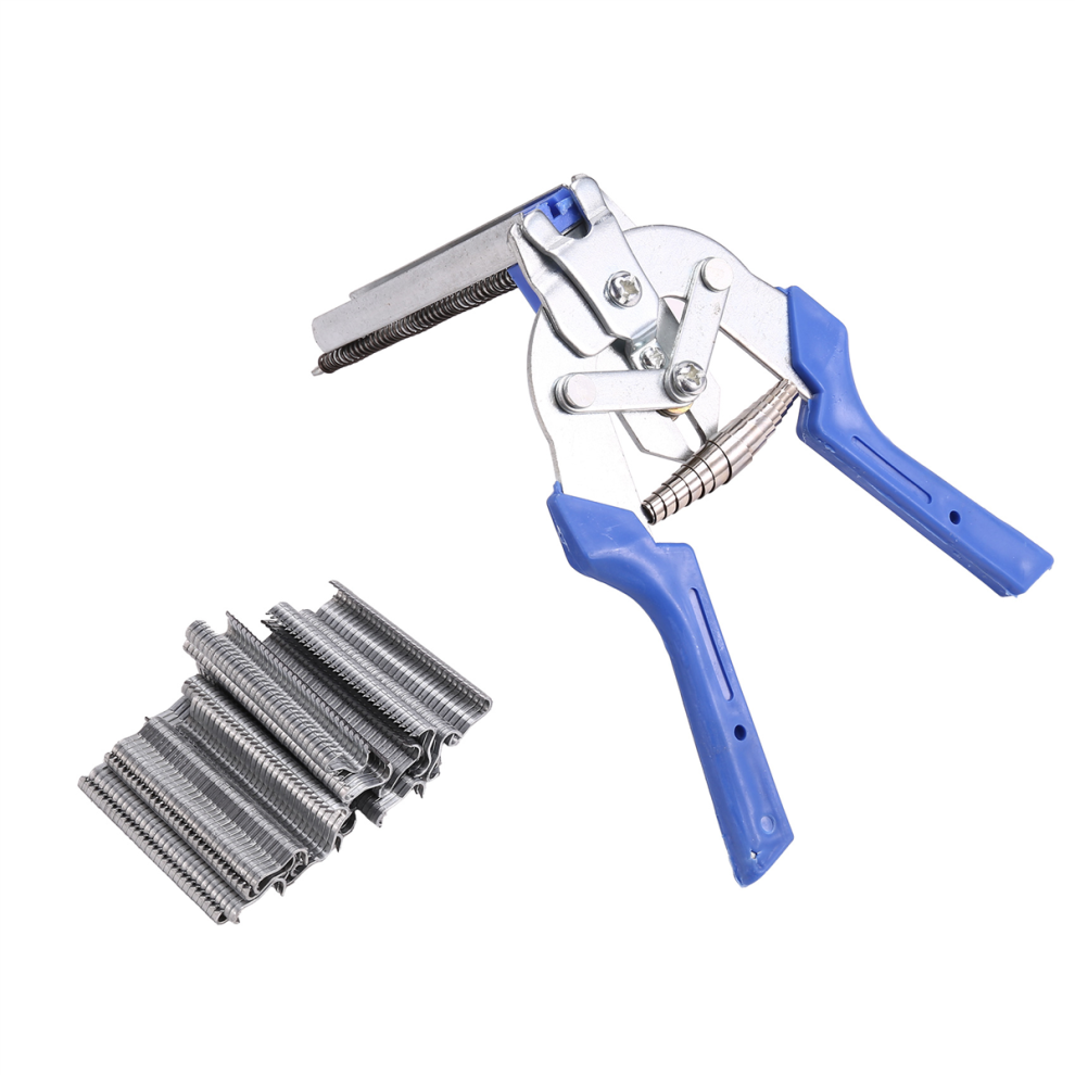 Hog Ring Plier Tool With 600Pcs M Clips Staples Chicken Mesh Cage Wire Fencing Anti-Slip Handle Hand Tools 4851335016770