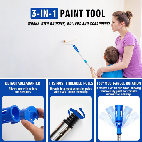 2Pc Paint Brush Extender for Walls Extension Pole Attachments Roller Scraper Holder Ceilings Trim Corner 2