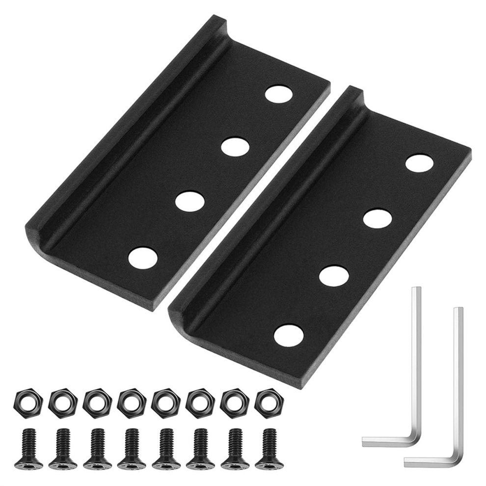 2 Set Sliding Barn Door Track Connector Hardware L-Shaped Rail Adaptor With Screws And Nuts 4851335013533