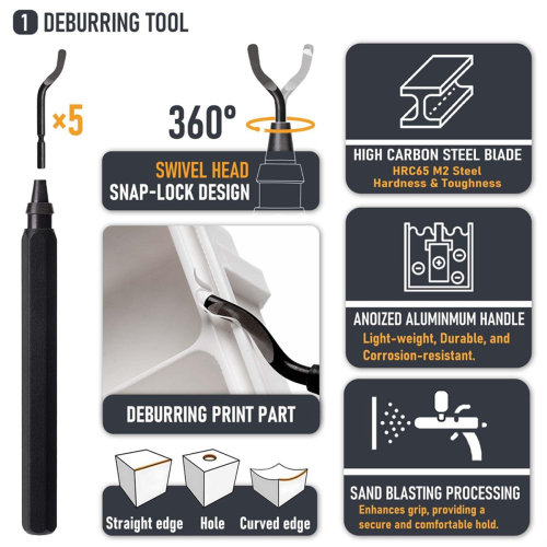 3D Printer Tools Kit Essential,3D Printing Kit,3D Accessories,Deburring Tool,Wire Cutter,Drill,Scraper 1