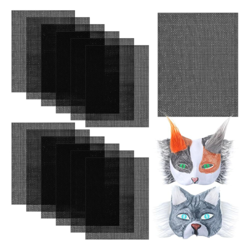 12 Pcs Eye Mesh DIY Mask Material Kit Plastic Sheets for Handicraft Make Dividers Accessory Black
