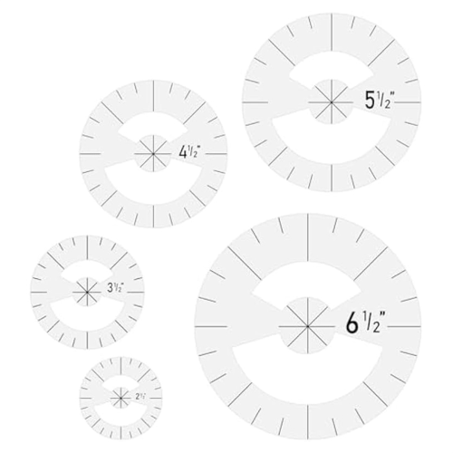 5Pcs Circle Ruler Quilting Template Set Templates for Rulers Acrylic