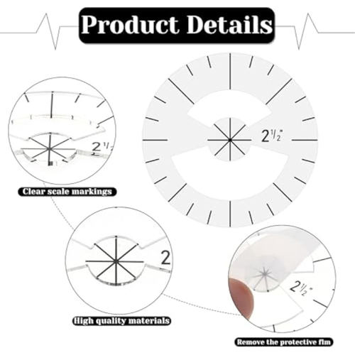 5Pcs Circle Ruler Quilting Template Set Templates for Rulers Acrylic 2