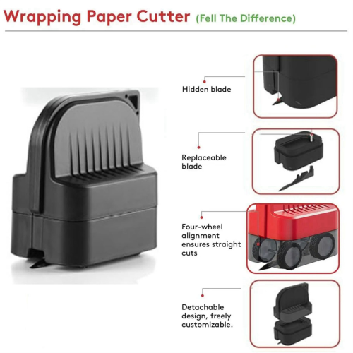 2pcs Black Cutter Wrapping Paper Replaceable Blade Roller Cutting 1