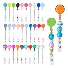 30Pcs Beadable DIY Badge Holder Set Heavy Duty Retractable Keychain Reel Clips ID Name Clip for Office Worke