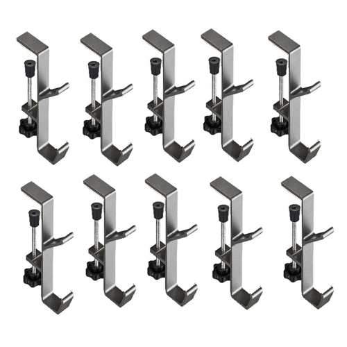 10pcs Double-Layer Locking Desk Hook Bag Office Mobile Side Table Silver Gray