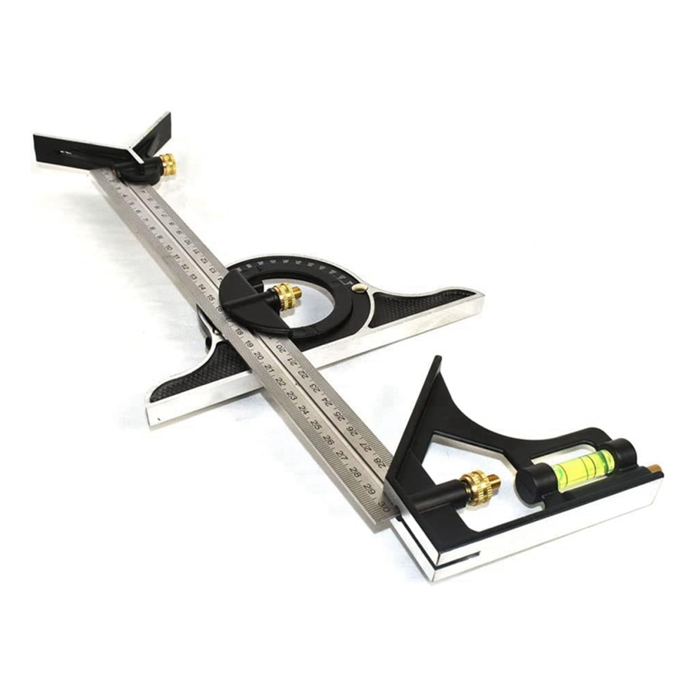 Square Ruler Set Kit 300Mm (12Inch) Adjustable Engineers Combination Try None Right Angle With Spirit Level 4851335035115