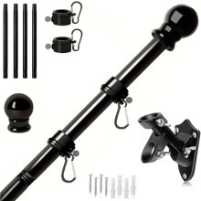 Flag Pole Kit 6 FT Thickened Stainless Steel Wall Mount Flagpole Black