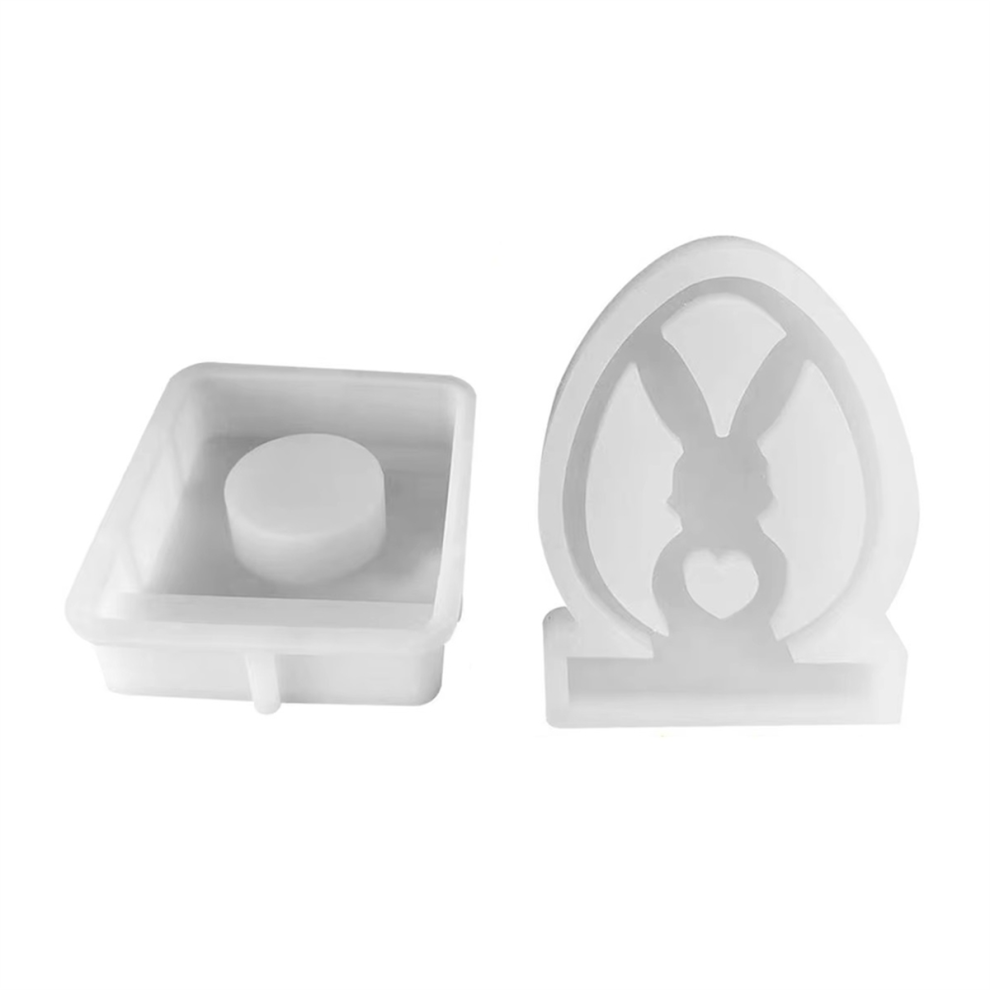 Jehiatek Silicone Candle Holder Mold Cute Bunny Ornaments Mould Cement Resin Casting Plaster Making Molds