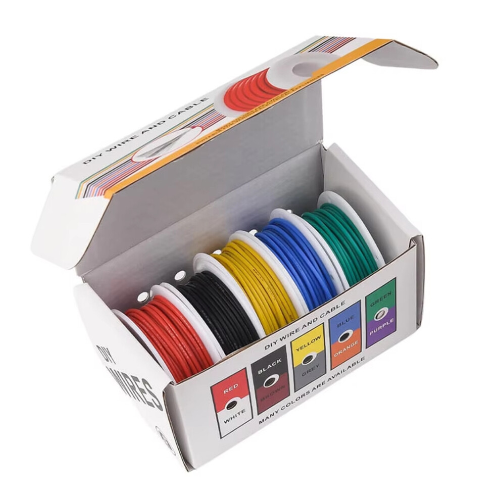 Jehiatek 22Awg Electric Wire Flexible Silicone Wires 22 Gauge Stranded Tinned Copper 5 Colors 16.4Ft/5M Each