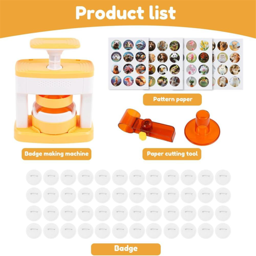 Badge Maker Machine, Solid Pin Maker, CreativePress Machine Punch Kit, Easy to Use for Children 2