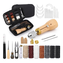 41 PCS Sewing Awl Kit with Storage Bag - Awl, Leather Needles, Rolled Wax Thread, and Essential Tools