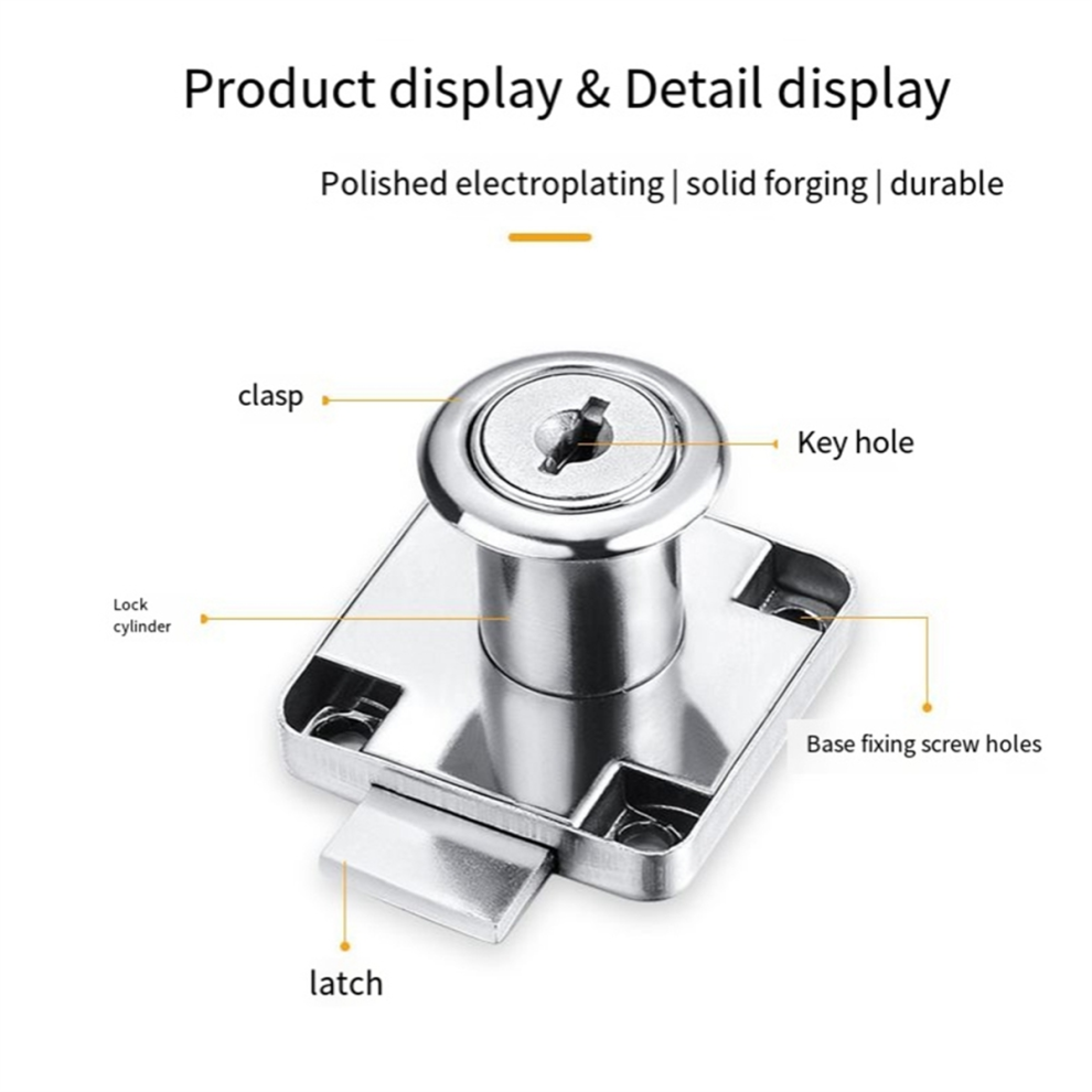 Office Desk Drawer Lock Zinc Alloy Anti Theft For Furniture Cabinet Door File Same Key Long Core 4853736808725