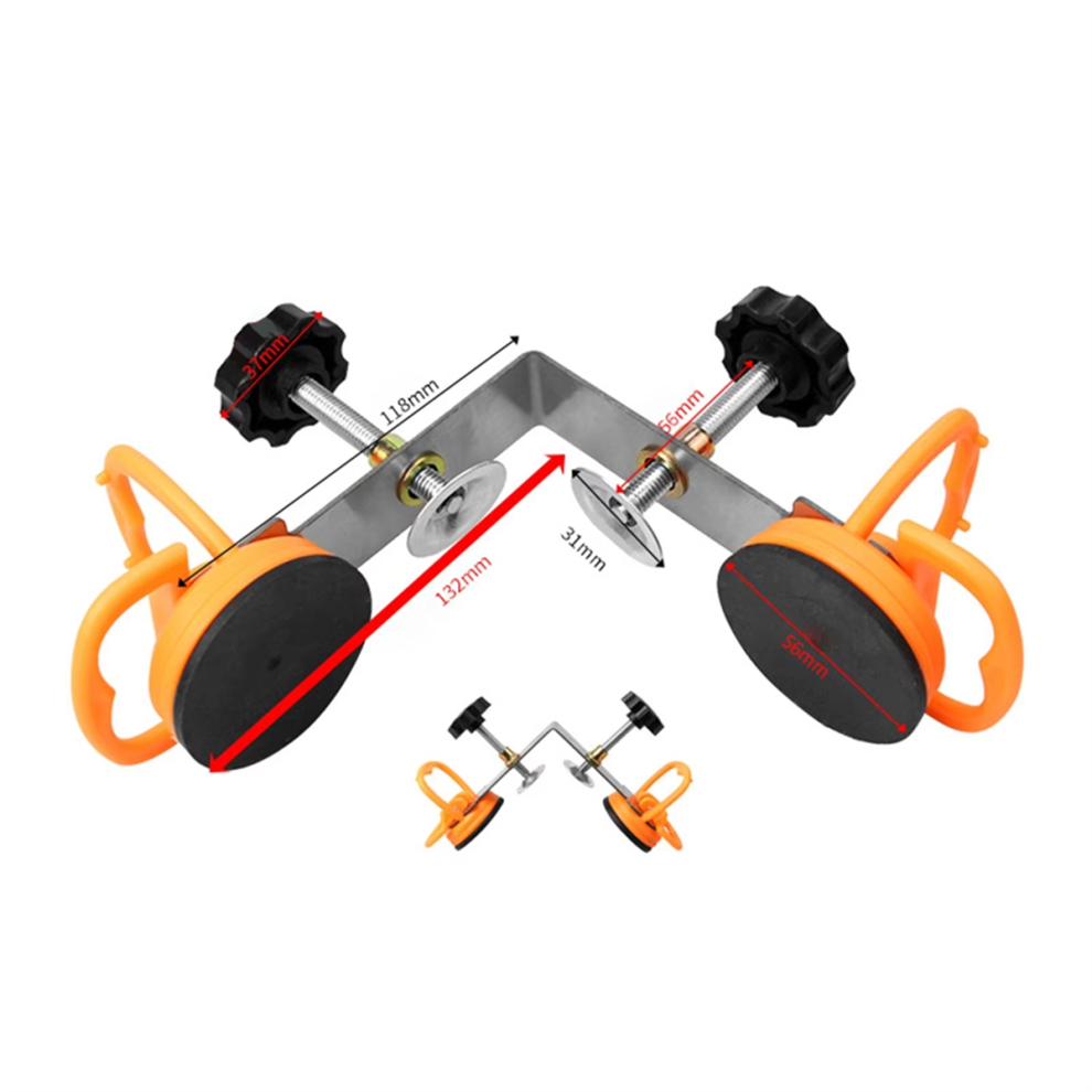 90 Degree Countertop Seam Setter, Right Angle Stone Setter Installation Tool Stainless Steel, Double Suction Cup 4853736809999