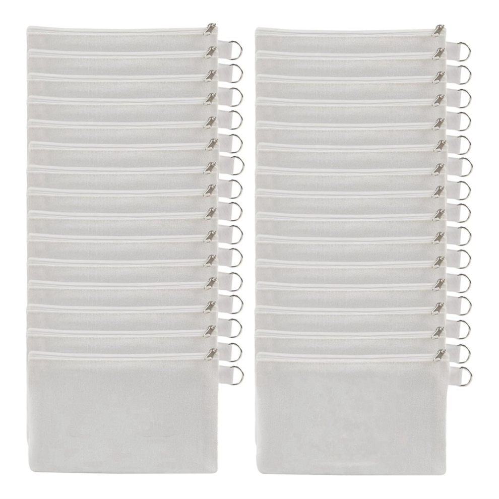 Jehiatek White 30 Pcs Sublimation Blanks Makeup Bags Bulk,Canvas Bag,Polyester Tote For Diy Craft