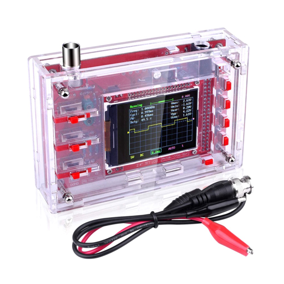 Fully Assembled Digital Oscilloscope 2.4Inch Tft Lcd Display With Alligator Probe Test Clip Transparent Acrylic Case 4853736818298