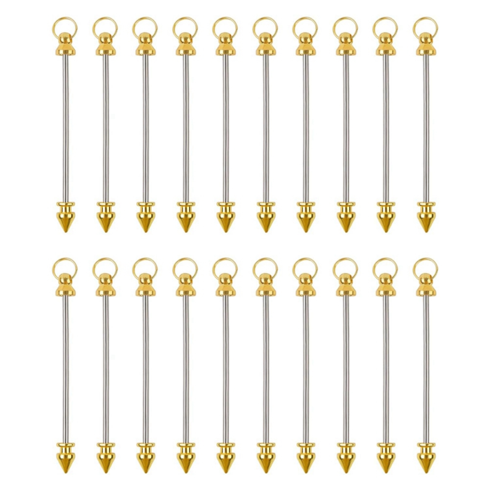 20 Pcs Beadable Keychain Bar For Beads Bulk Metal Making Supplies Silver 4853736822257