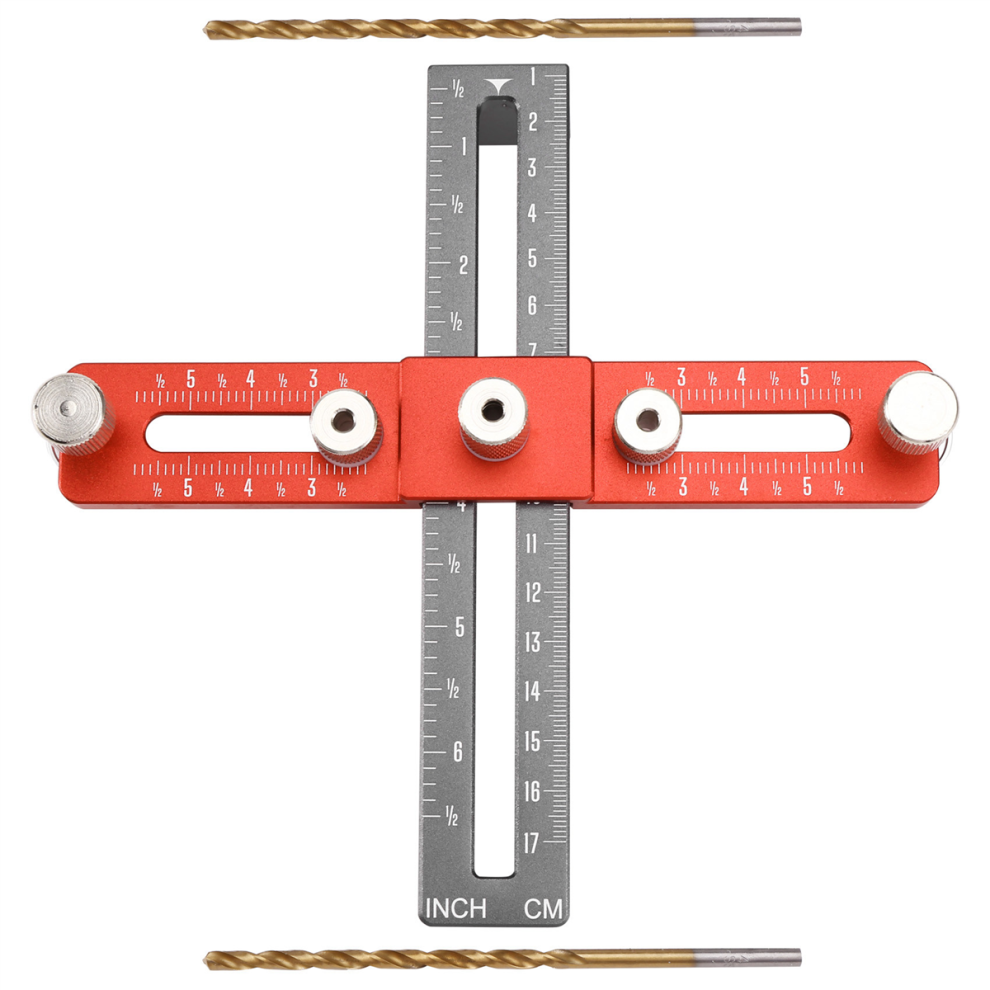Handle Punching Positioner, Drawer Cabinet Door Installation Aids Woodworking Hole Cutting Tool Orange + Gray 4853736826286