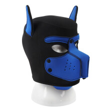 (Blue) Puppy Halloween Hood Role Play Dog Mask Cosplay Full Head Cover Sex Couples Toys