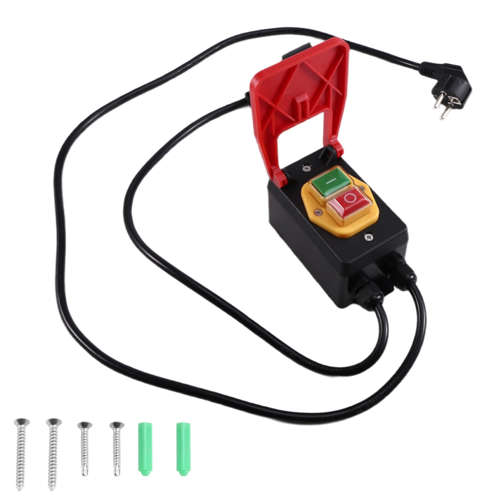 250V Single-Phase On/Off Switch Safety Switch, Zero Voltage With Socket Emergency Off Eu Plug 4853736824572