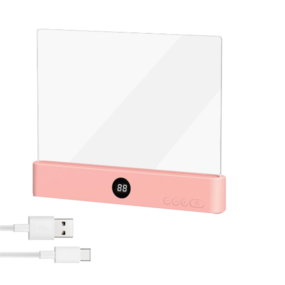 Jehiatek Book Rechargeable Clear Led Flat Reading With 3 Colors & Timer, Plate Lamp Full Page Light/Pink