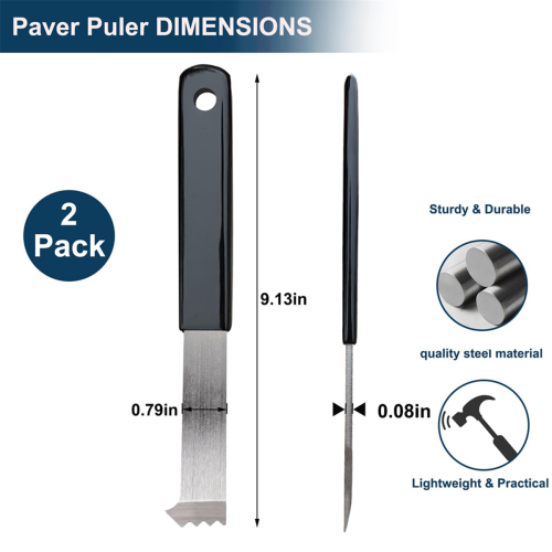 2-Pack Heavy-Duty Paver Puller & Extractor Tool - Steel Lifter with Micro-Type Teeth Gripper Slots for Brick 2