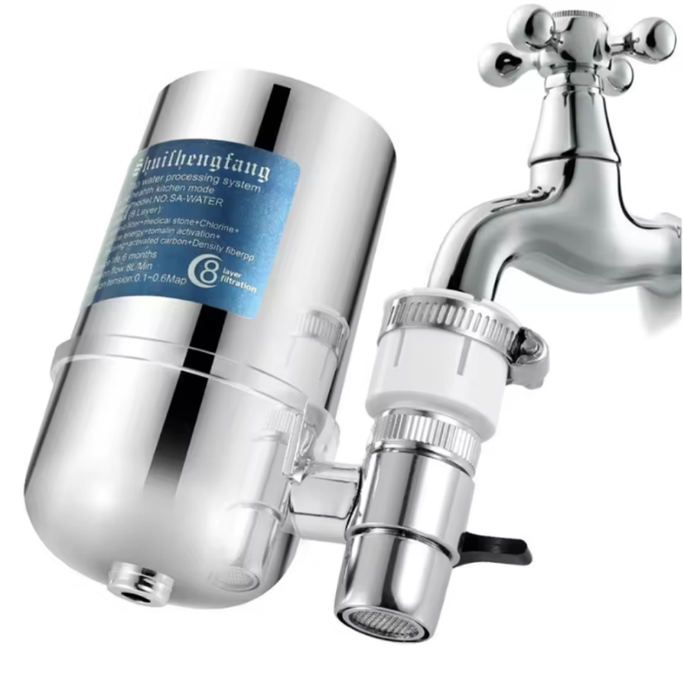 Jehiatek Water Filter Faucet Mount Filtration System Household Kitchen Purifier Tap Filter, Reduce Chlorine