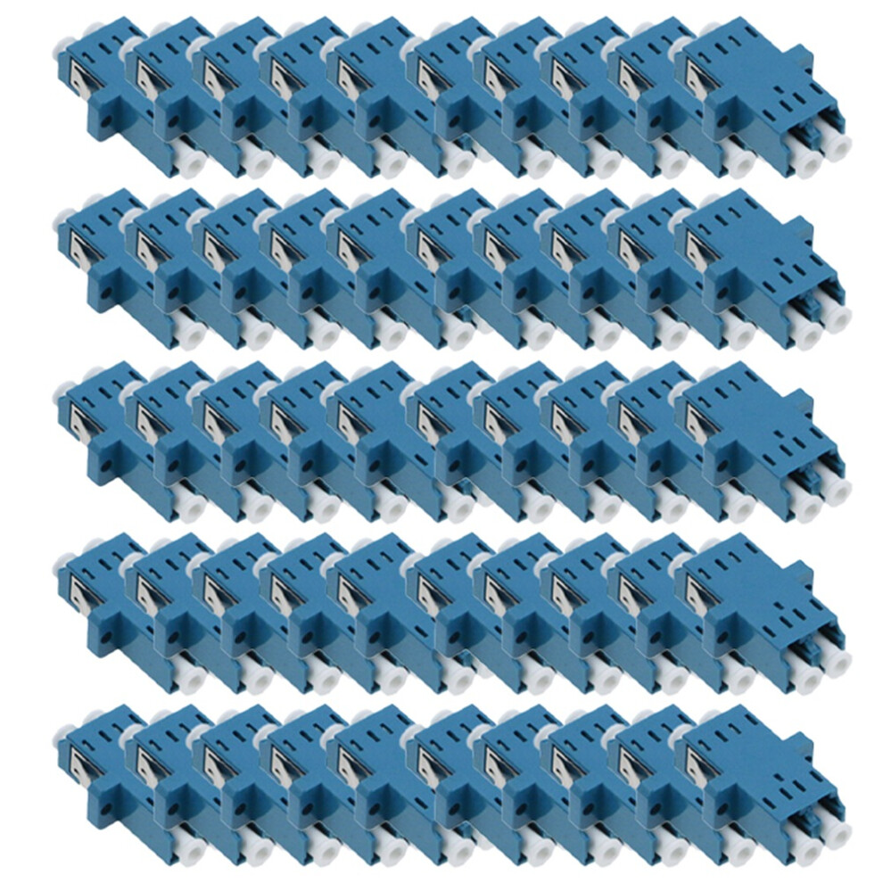 50Pcs Lc Duplex Fiber Optic Adapter Optical Coupler Flange Connector Blue 4853736846796