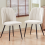 AINPECCA 2PCS Velvet Dining Chairs Padded Seat Cream White 1