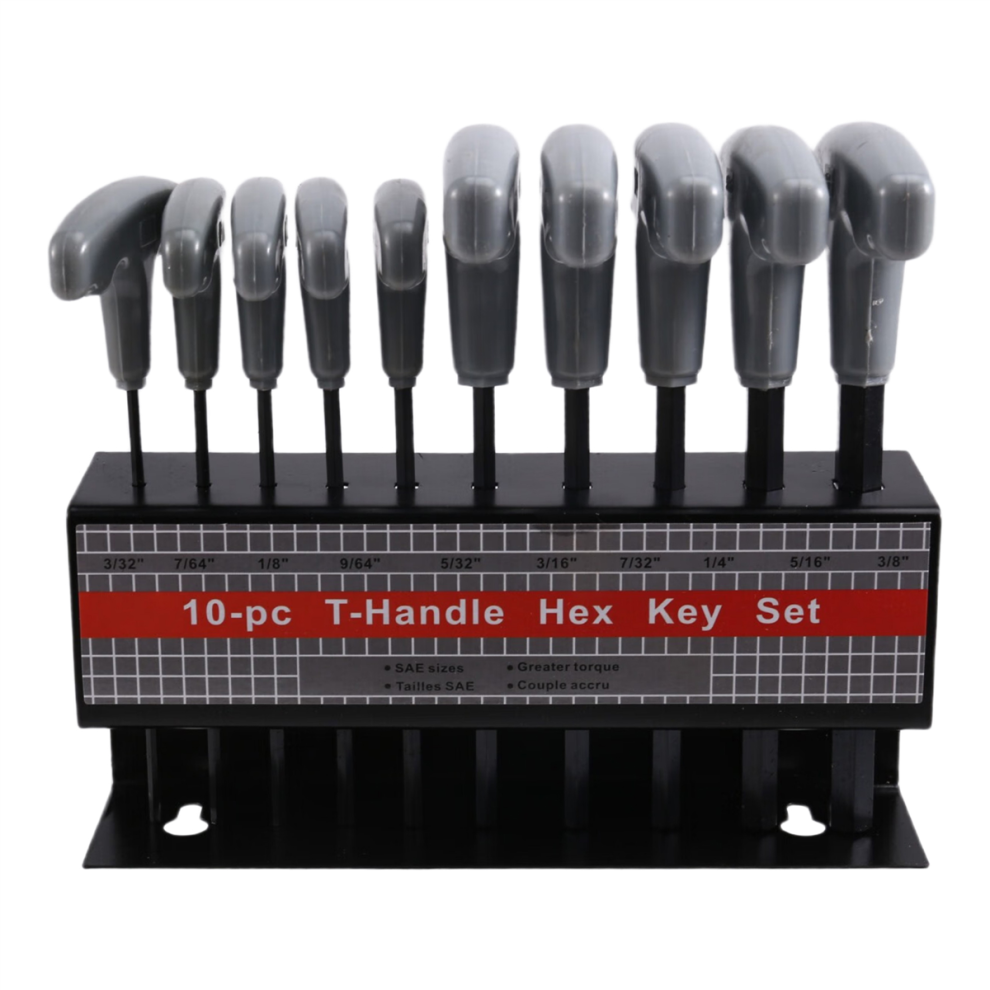 10Pcs Imperial Hex Key -Handle Set, 3/32In-3/8In Wrench Set With Storage Rack, For Automotive Repair 4853736854234