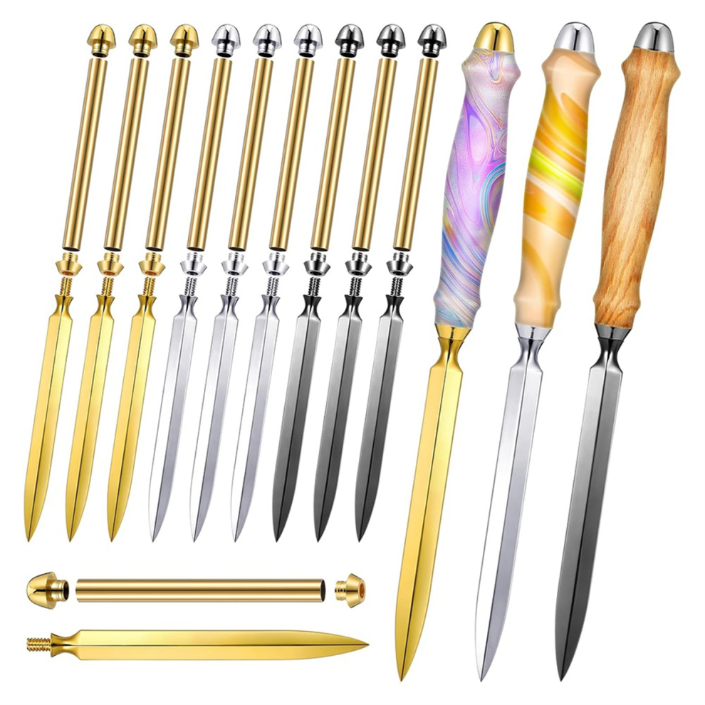 Jehiatek 9 Pcs Letter Openers Woodturn Project Kit, Diy Envelope Slicer Paper Cutter Turning Kit Gift Making Supplies