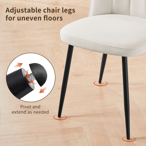 AINPECCA (Cream White, 4PCS) 2/4PCS Dining Chairs Padded Seat Velvet Breakfast 2
