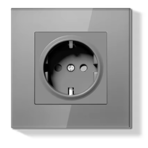 Mechanical Button Switch 1/2Gang 1Way Light Wall Electrical Socket TV CAT6 Glass Panel 2