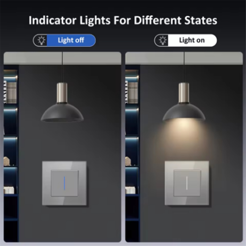 Mechanical Button Switch 1/2Gang 1Way Light Wall Electrical Socket TV CAT6 Glass Panel 1