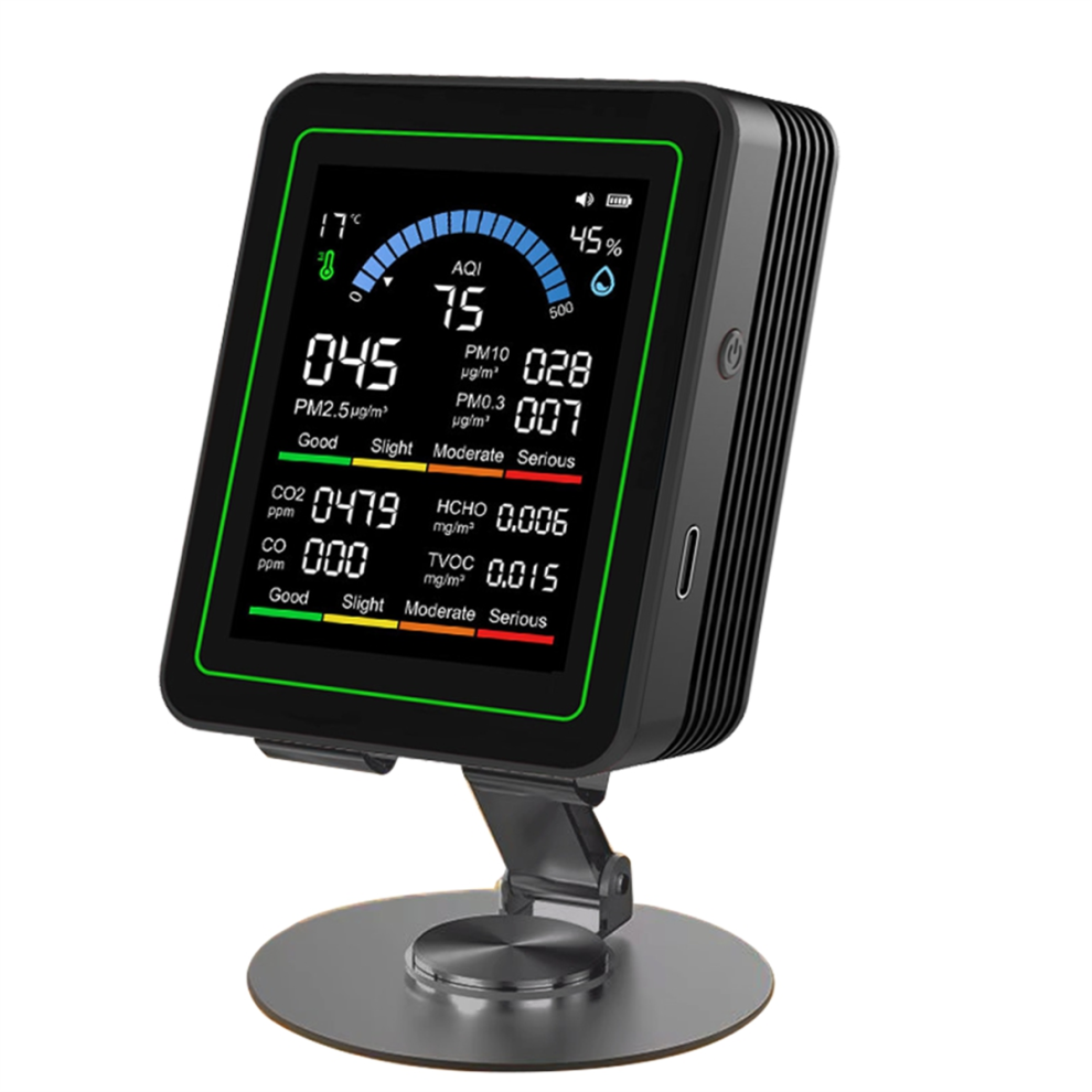 Photos - Vitamins & Minerals Jehiatek 10 in 1 Air Quality Monitor Detector CO 2 TVOC PM2.5 Temperature and Humidity Black 