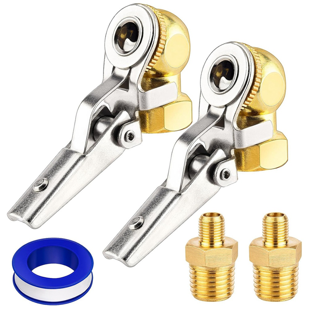 2 Set 1/4Inch Female Npt Air Chuck With Clip, Locking Closed Ball Tire Inflator Adapter Jehiatek