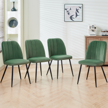 4PCS Velvet Dining Chairs Padded Seat Grass Green