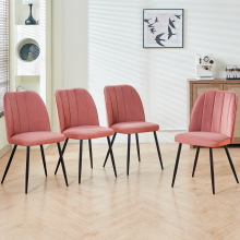 4PCS Dining Chairs Rose Padded Seat Velvet Home